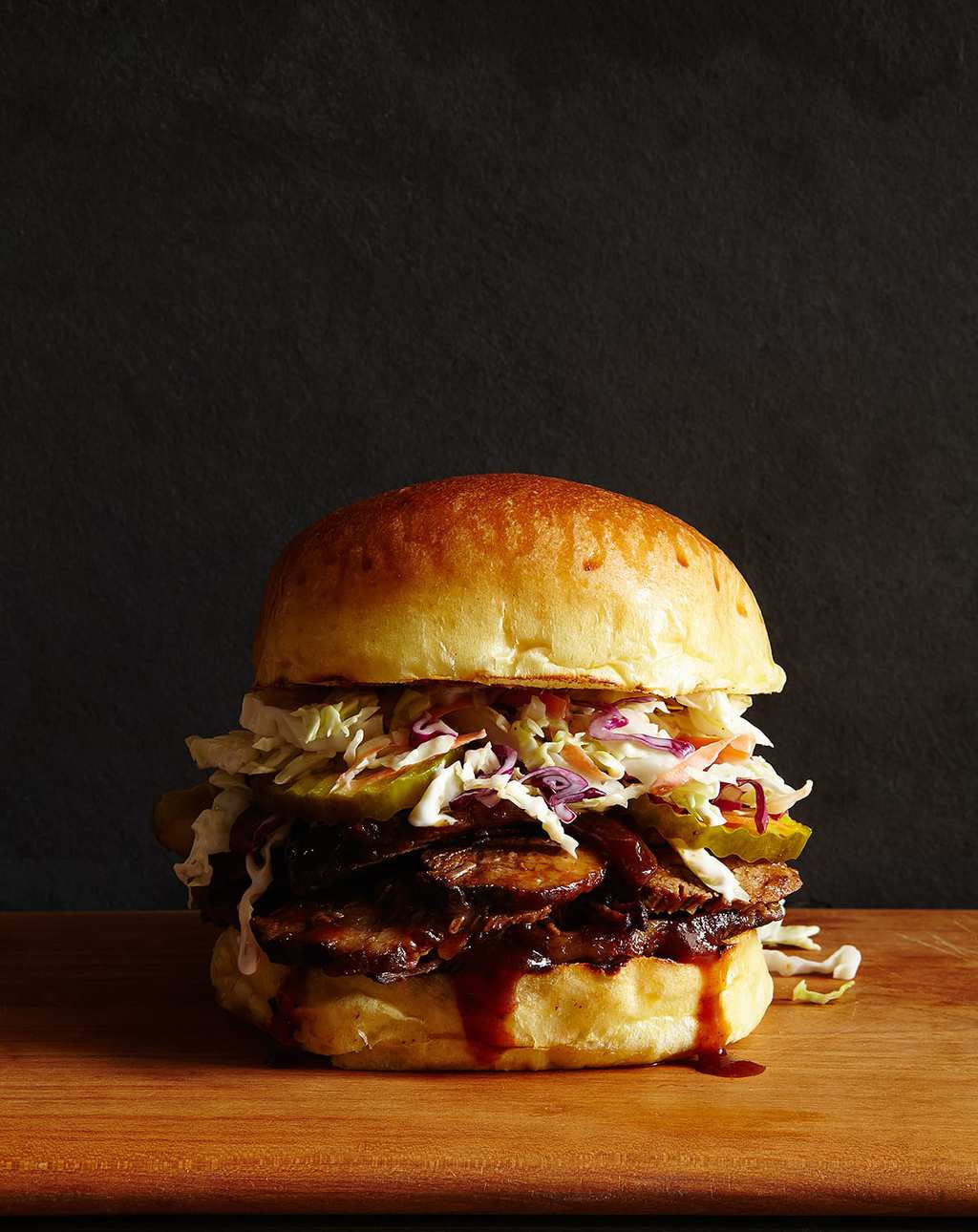 Slow Cooker Brisket Sandwich on black