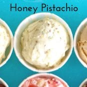 Easy homemade ice cream Honey Pistachio flavor with a vanilla base. No churn required just use a KitchenAid.