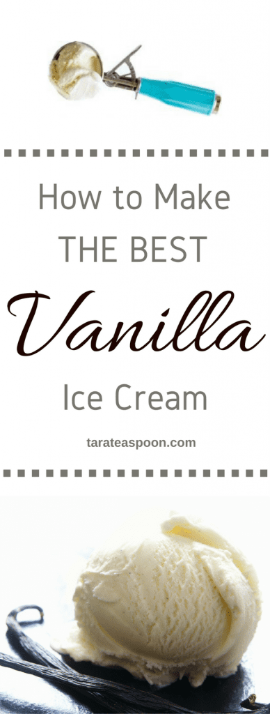 Pinterest image for how to make the best vanilla ice cream with text
