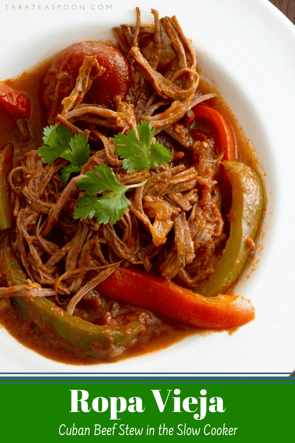 Make Ropa Vieja in the slow cooker pin image