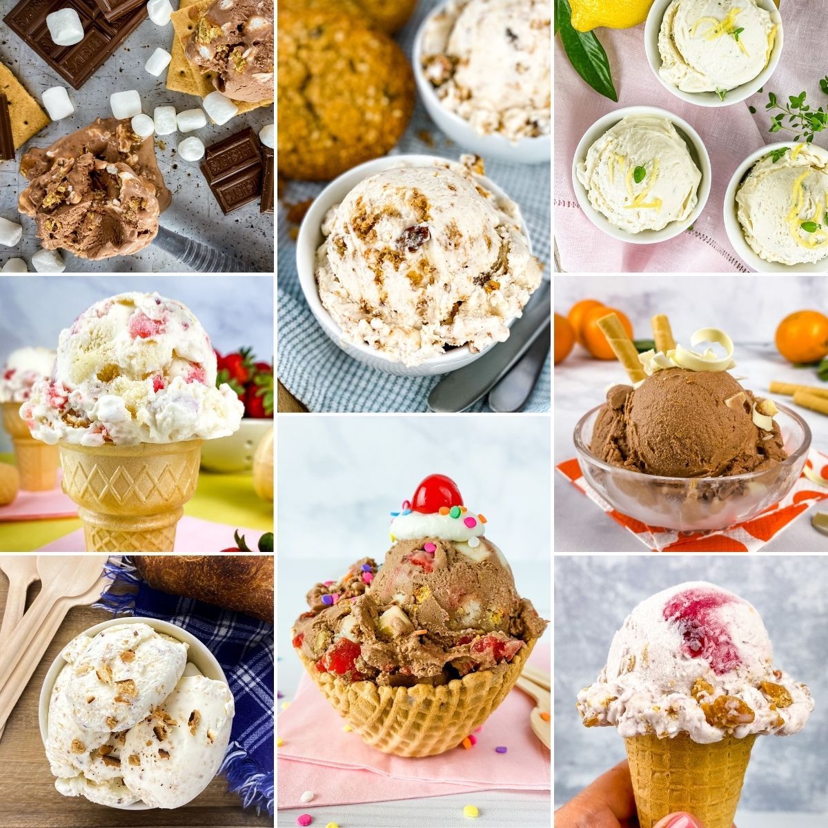 grid of unique ice cream flavors