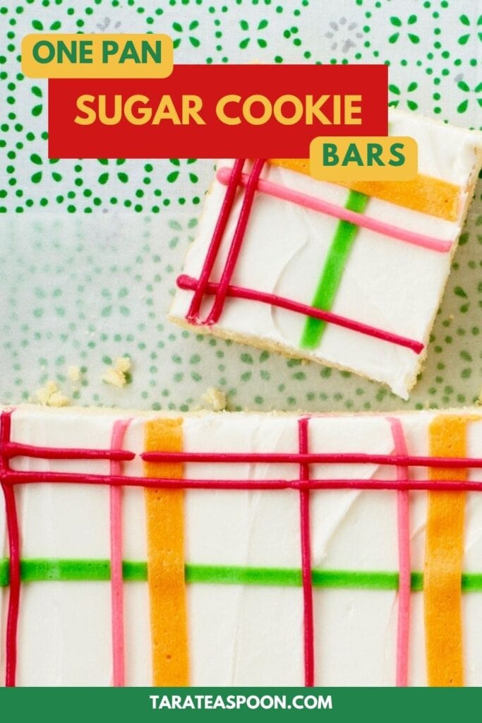 Pinterest graphic for One Pan Sugar Cookie Bars recipe on Tara Teaspoon.