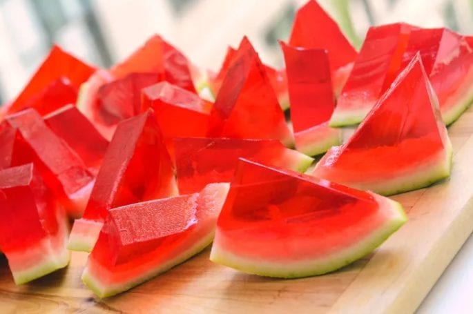 Watermelon Jello slices. 