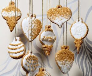 honey cinnamon cutout cookies with gold sugar