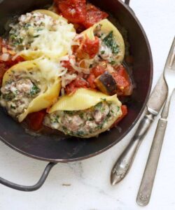 Easy Sausage Stuffed Shells make a meaty, and veggie-packed dinner