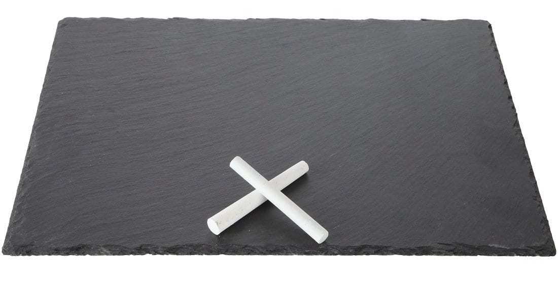 black slate tray with chalk