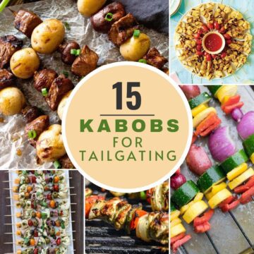 pictures of recipes made into kabobs for tailgating