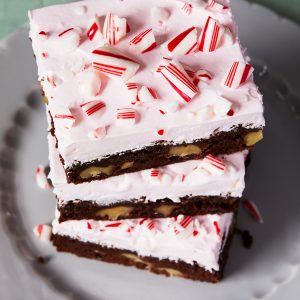 holiday peppermint brownies stack