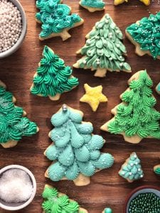 Almond Ginger Cookies with Ginger Cream Cheese Frosting trees