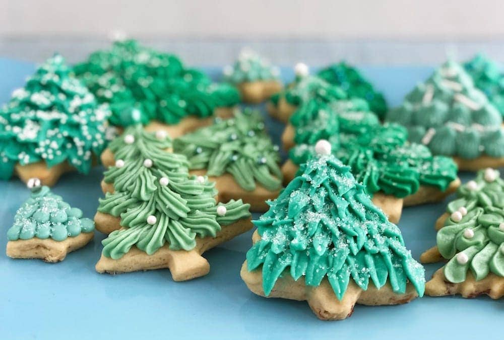 Frosted Christmas tree cookies 