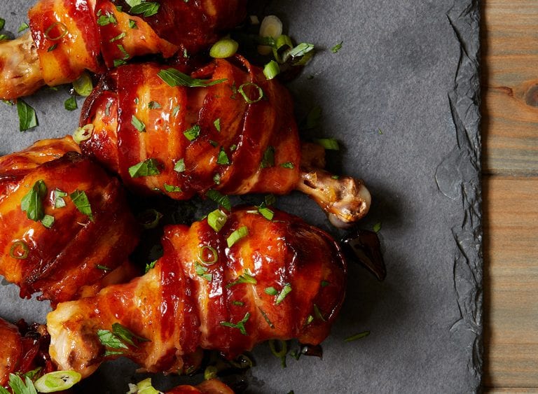 Spicy Maple Bacon Chicken Drumsticks - Tara Teaspoon