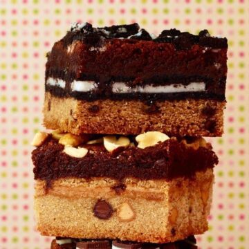 the ultimate cookie stuffed brownies close up