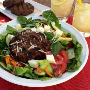 Grilled Italian Bunless Burger Salad recipe image