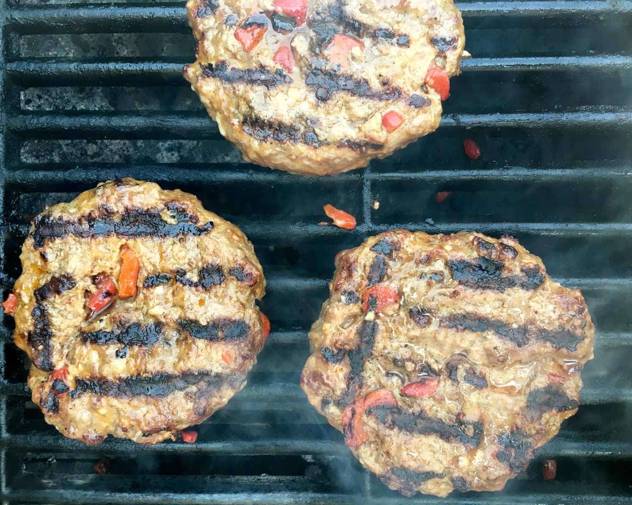 Burgers on grill