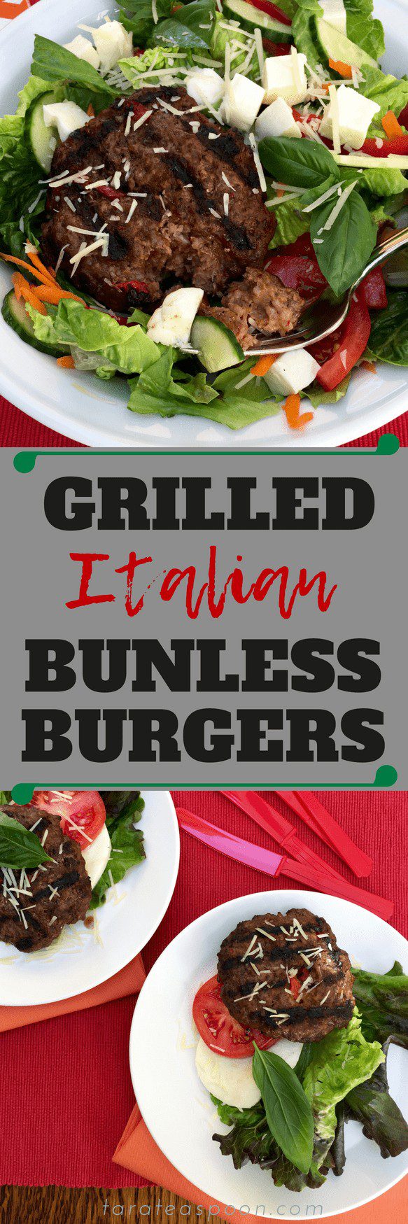 Grilled Italian Bunless Burgers | Tara Teaspoon | Recipe and cooking blog