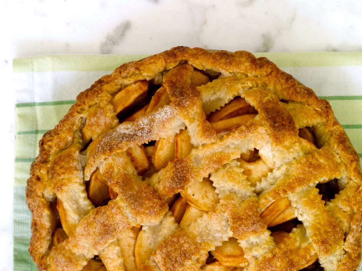 pecan streusel apple pie cooling
