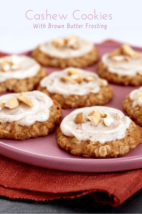 Chewy Cashew Oatmeal Cookies with Frosting