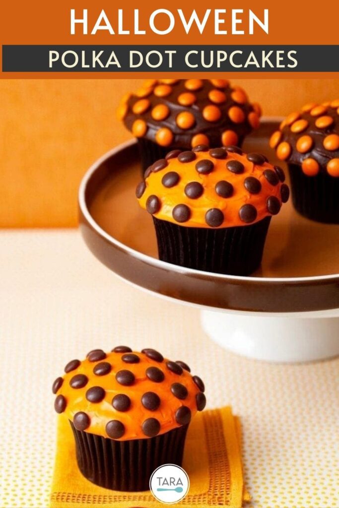 halloween polka dot cupcakes pin