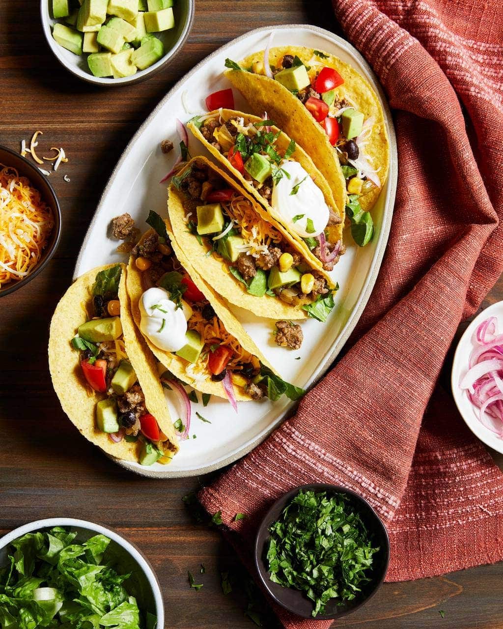 Chili Beef Tacos with Sour Cream