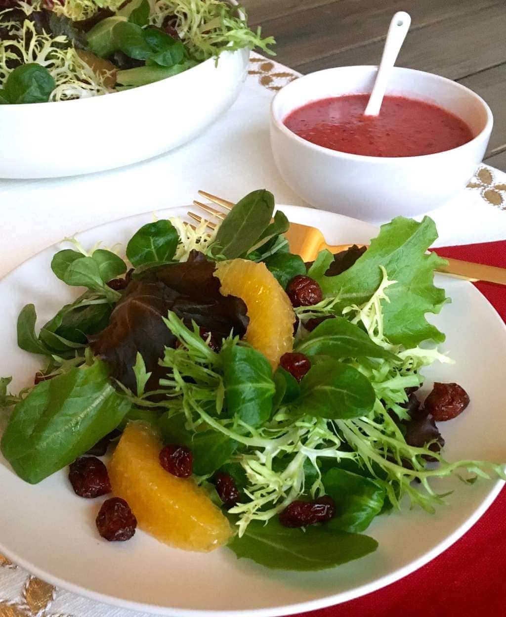 Winter Salad with oranges and cranberry vinaigrette