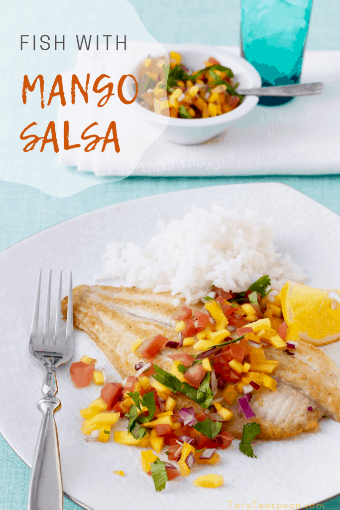 mango salsa for fish on a plate