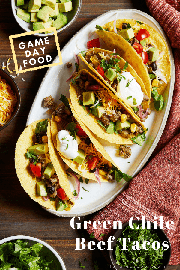 Beef tacos in crispy shells pin image