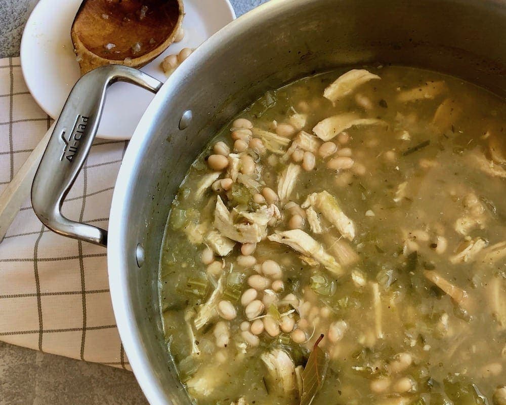 A pot of Chicken Chili Verde