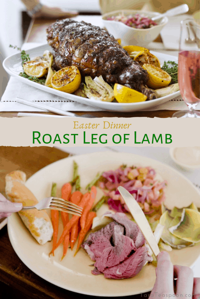 Roast leg of lamb and easter dinner plate pin
