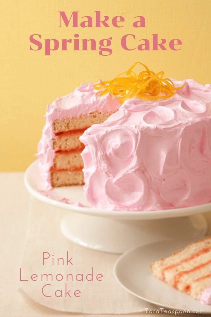 Pink Lemonade Cake on cake plate