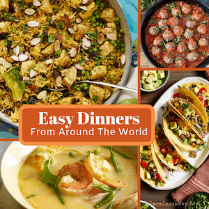 Easy Dinners from around the world collage pin