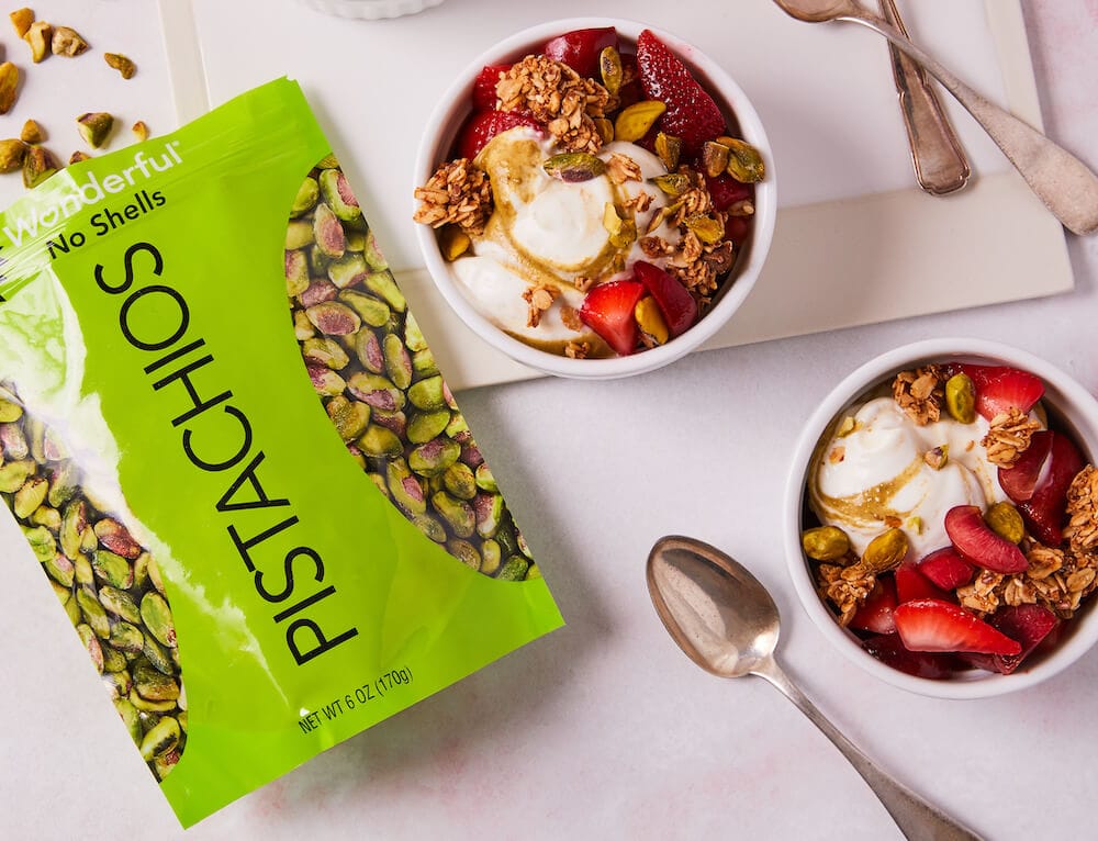 pistachios and yogurt bowls with granola