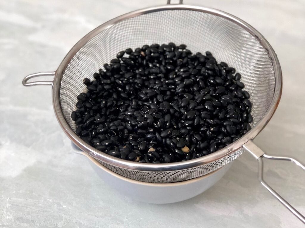 Beans in strainer
