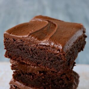 frosted brownies blue background