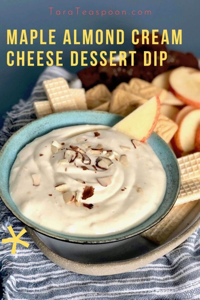 maple almond cream cheese dessert dip pin