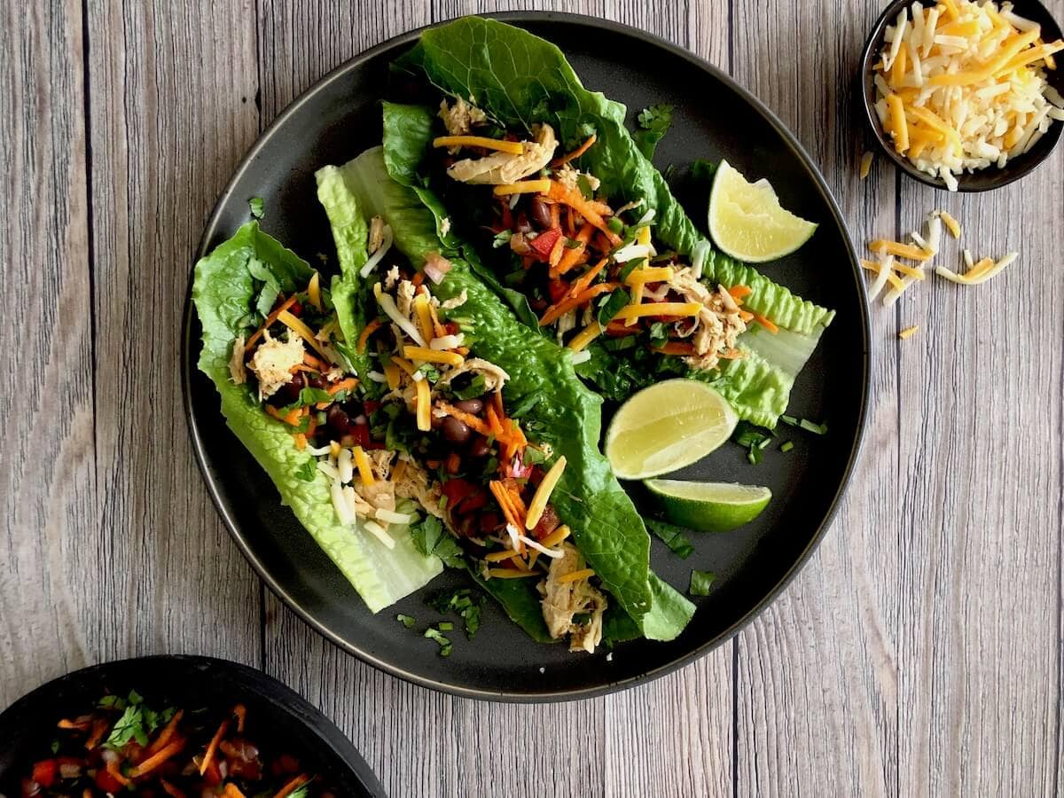 Chicken Taco Salad Lettuce Wraps on plate