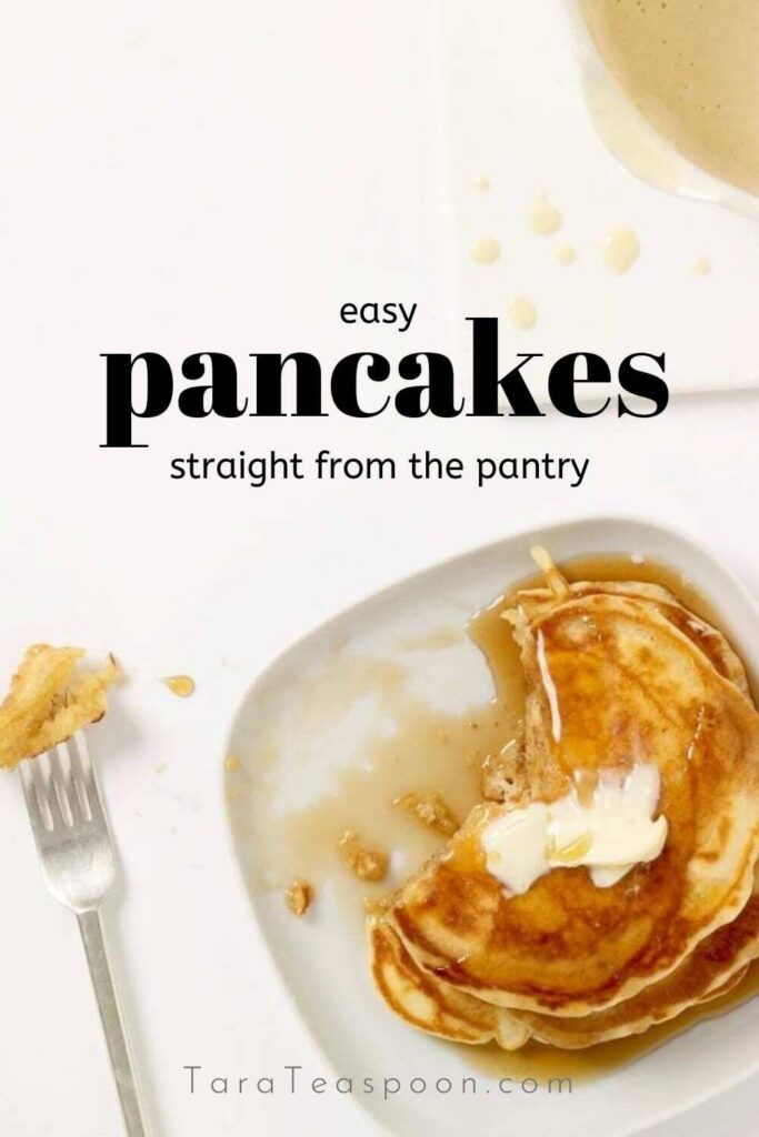 easy pantry pancakes pin image