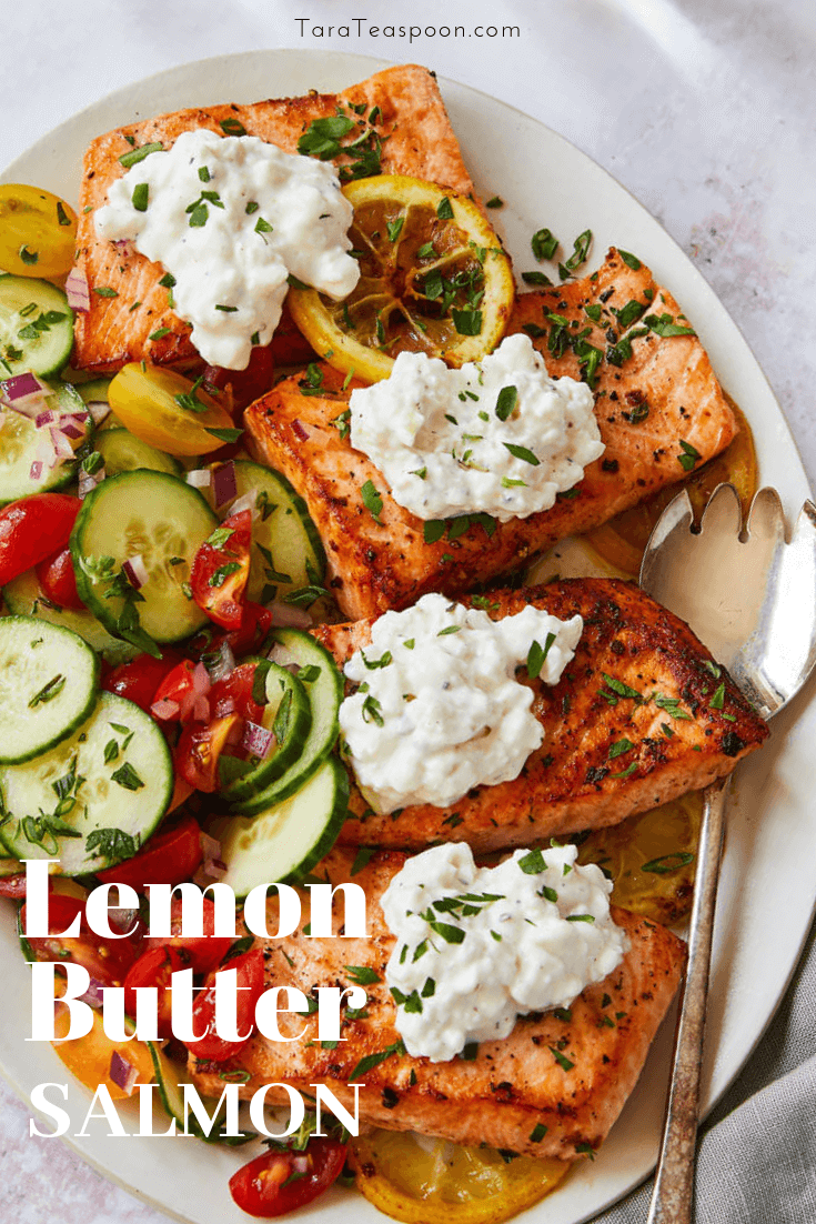 lemon butter salmon with cottage cheese pin