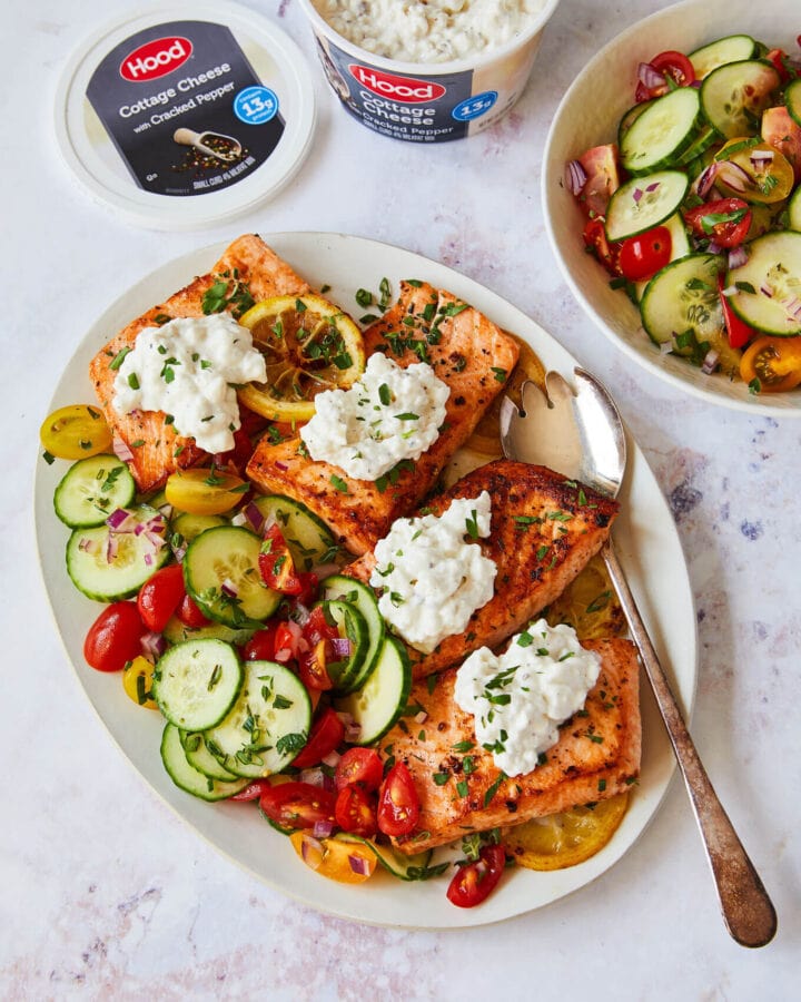 Lemon Butter Salmon Recipe with Cucumber Salad - Tara Teaspoon