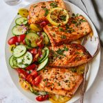 square feature image of lemon butter salmon no cottage cheese.