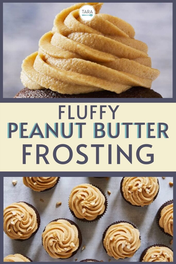 fluffy peanut butter frosting recipe pin image
