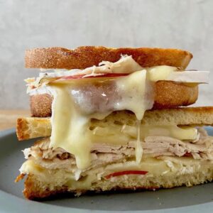 melty gourmet grilled cheese with brie and apple
