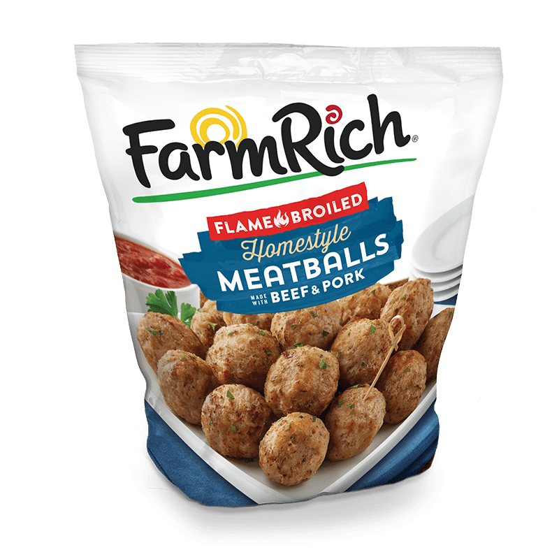 package of Farm Rich frozen meatballs