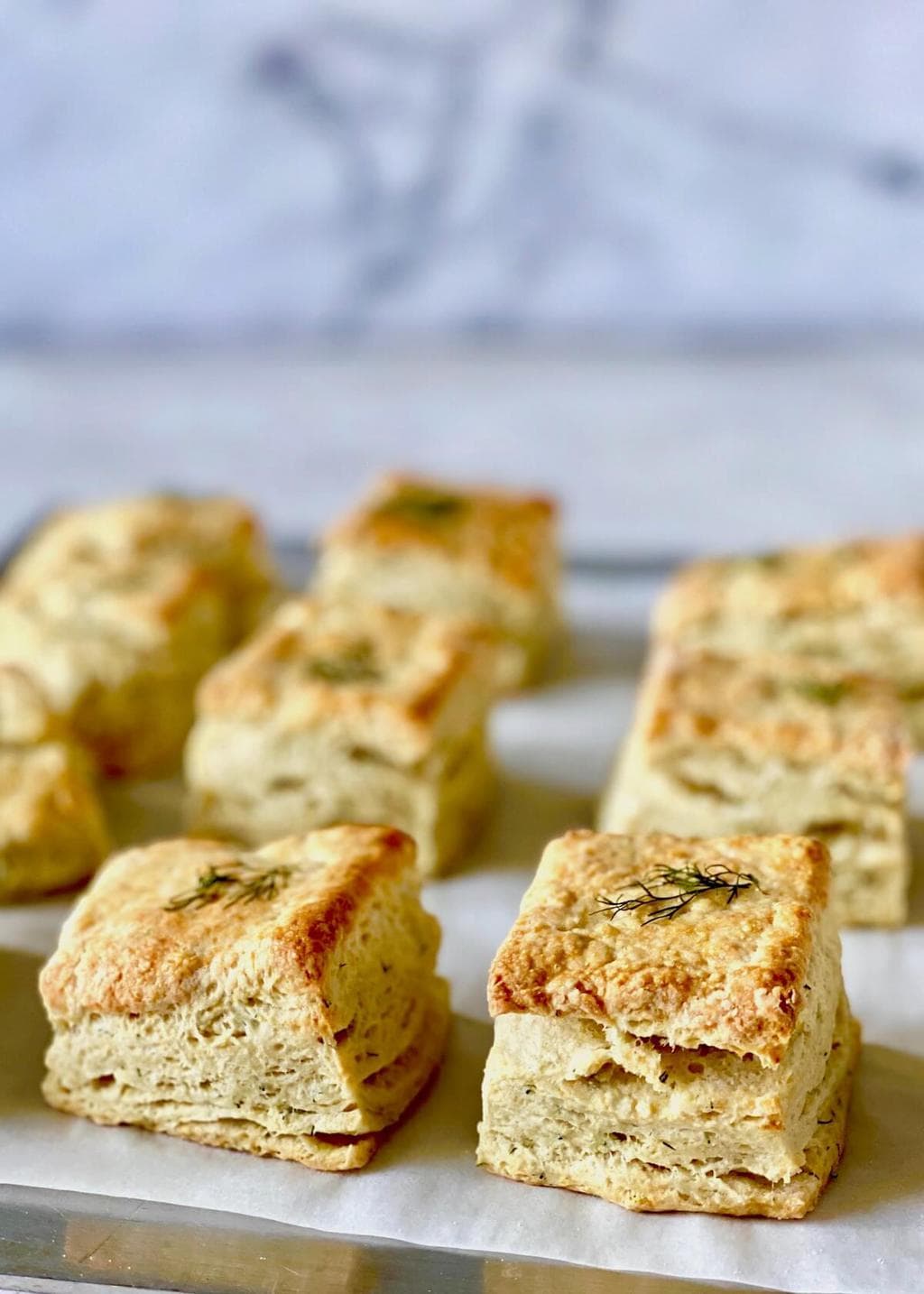 baking dill biscuits on parchment