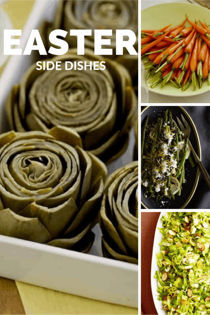 4 picture collage of easter side dishes