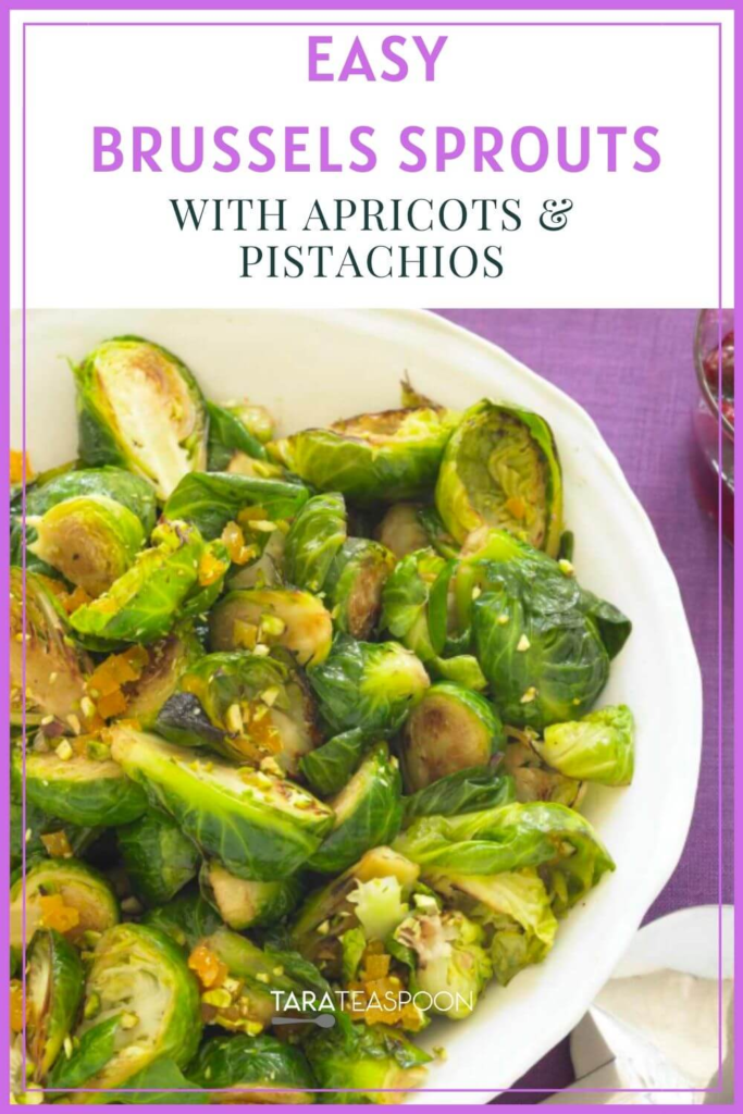 easy brussels sprouts with apricot and pistachio pin