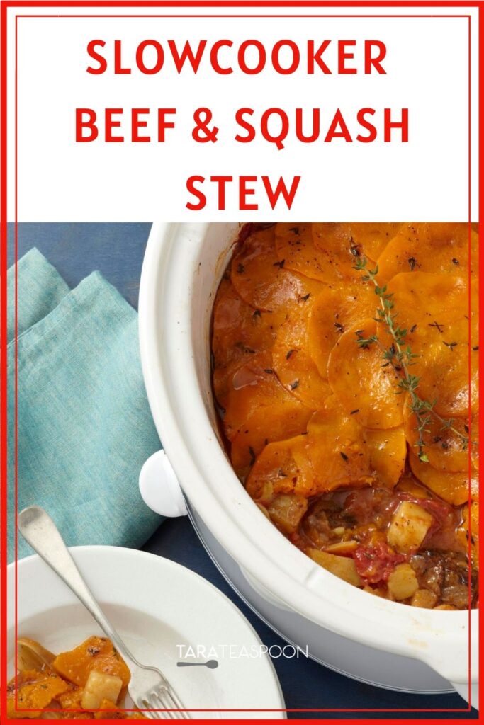 Easy slowcooker beef and squash stew pinterest pin