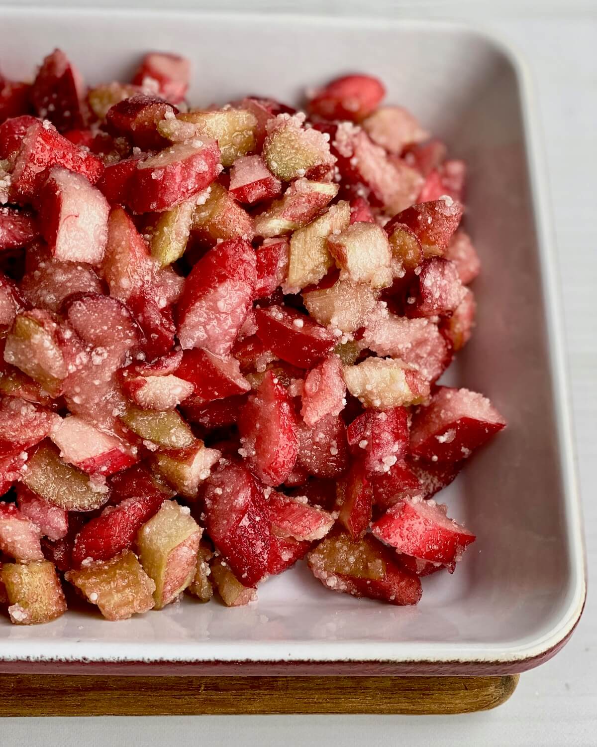 raw rhubarb with tapioca and sugar