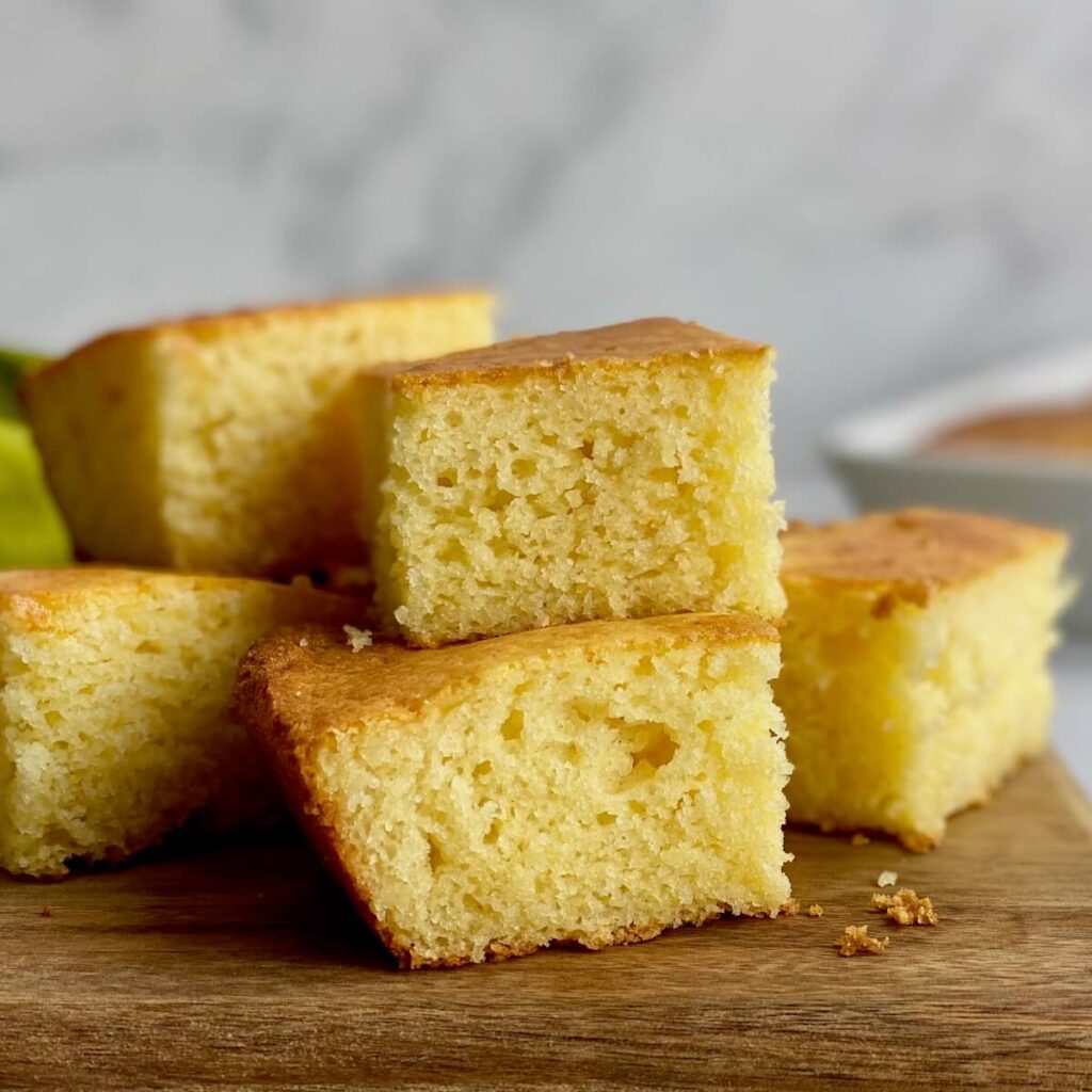 gluten free cornbread close up on board