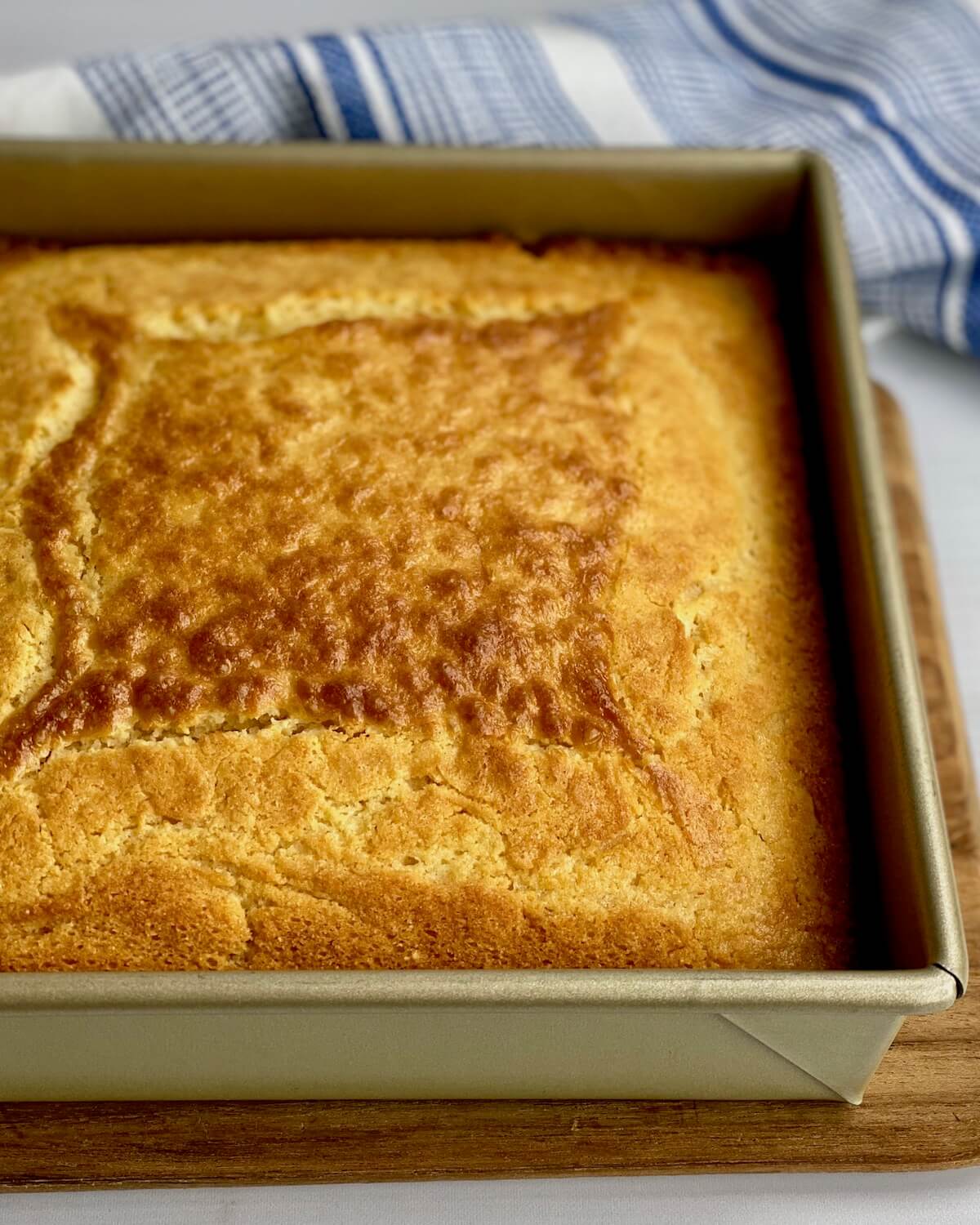 baked cornbread in square pan