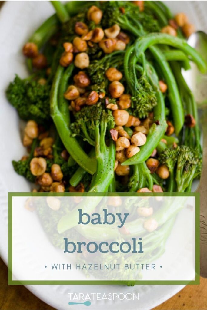 Hazelnut Butter over Baby Broccoli Pinterest Pin